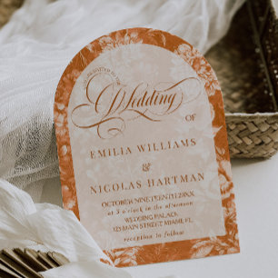 Invitation Mariage Toile Terracotta Rustique