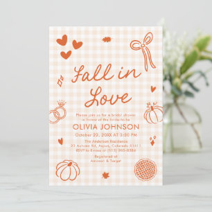 Invitation Mariage Tomber en Amour Dessiné à la Main Orange F