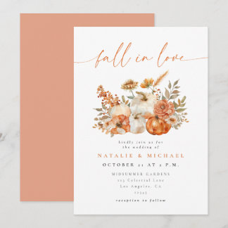 Invitation Mariage Tomber en Amour Floral Fantaisiste d'Autom