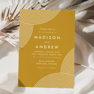 Invitation Mariage Tourbillon Géométrique Jaune Moutarde