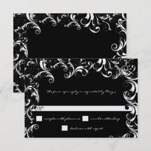 Invitation Mariage Tourbillon Noir & Blanc Fantaisie 
