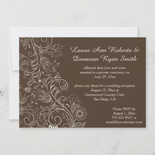 Invitation Mariage Tourbillons Fleurs Esquissées Ivoire sur M