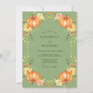 Invitation Mariage Tournesol Eucalyptus Citrouille Ambre
