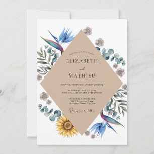 Invitation Mariage Tournesol Eucalyptus Oiseau Tropical