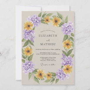 Invitation Mariage Tournesol Eucalyptus Or Améthyste