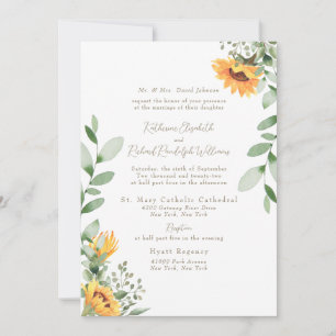Invitation Mariage Tournesol Formel Texte Or Parents de la Ma