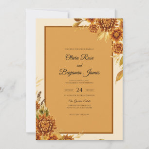 Invitation Mariage Tournesol Ocre Automne Sage