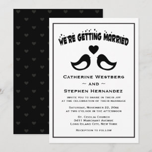 Invitation Mariage Tourtereaux Noir Et Blanc