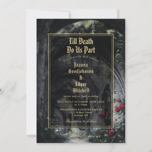 Invitation Mariage Tout Compris Fleurs Roses Ruines Gothiques