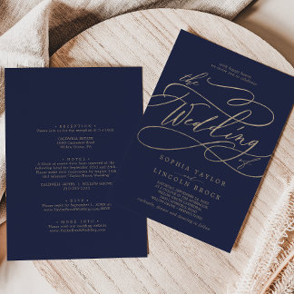 Invitation Mariage Tout Compris Or Romantique Calligraphié Bl