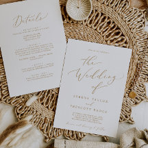 Mariage tout en un avec calligraphie dorée délicat