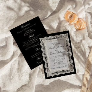 Invitation Mariage Tout En Un Black And White Lace Old Money