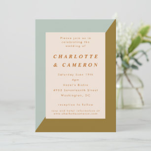Invitation Mariage tout-en-un couleur bleu-olive moderne