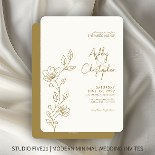 Invitation Mariage tout-en-un de la ligne de flottement doré