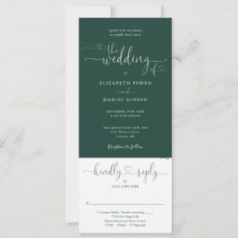 Invitation Mariage Tout En Un Écriture Cœur Vert Émeraude