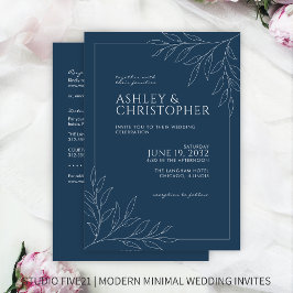 Invitation Mariage tout-en-un en plan bleu moderne