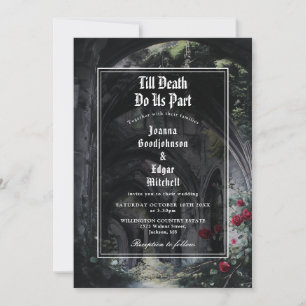 Invitation Mariage Tout En Un Fleurs Roses Ruines Gothiques