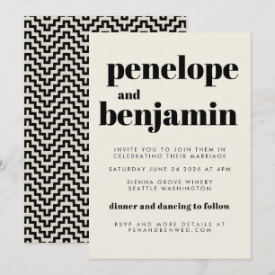 Invitation Mariage tout-en-un super Retro les années 70 Desig