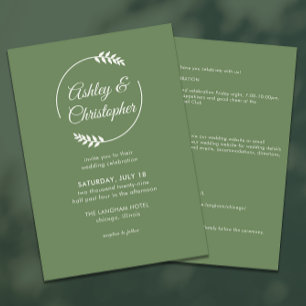 Invitation Mariage tout-en-un vert du cadre de feuillage mode