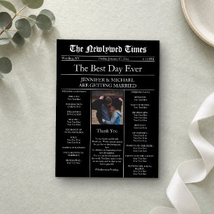Invitation Mariage traditionnel de journal vintage noir