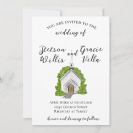 Invitation Mariage traditionnel de l'église aquarelle
