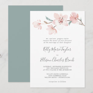 Invitation Mariage Traditionnel Fleur de Cerisier de Printemp