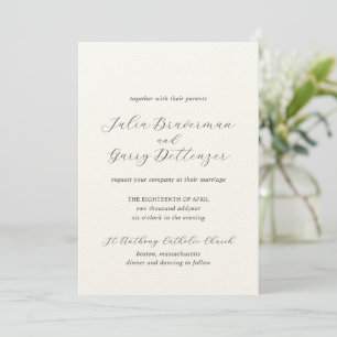 Invitation Mariage traditionnel gris élégant