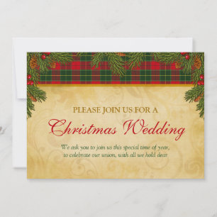 Invitation Mariage traditionnel Tartan de Noël