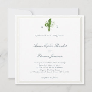 Invitation Mariage traditionnel triple Embossé Lilly Valley
