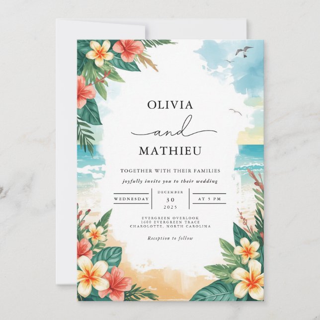 Invitation Mariage Tropical Beach Bliss (Devant)