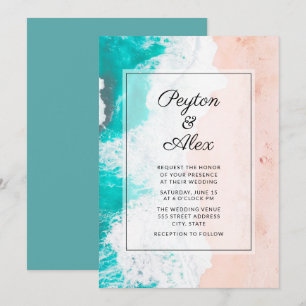 Invitation Mariage Tropical Beach Ocean Waves