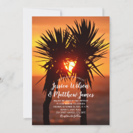 Invitation Mariage Tropical Beach Palm Tree Ocean Sunset