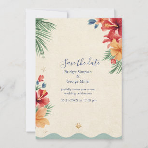 Invitation Mariage tropical bohème Hawaï à l'aquarelle