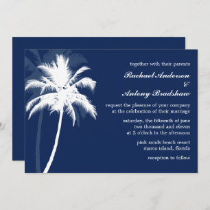 Invitation Mariage Tropical Breeze Blue Palm Trees