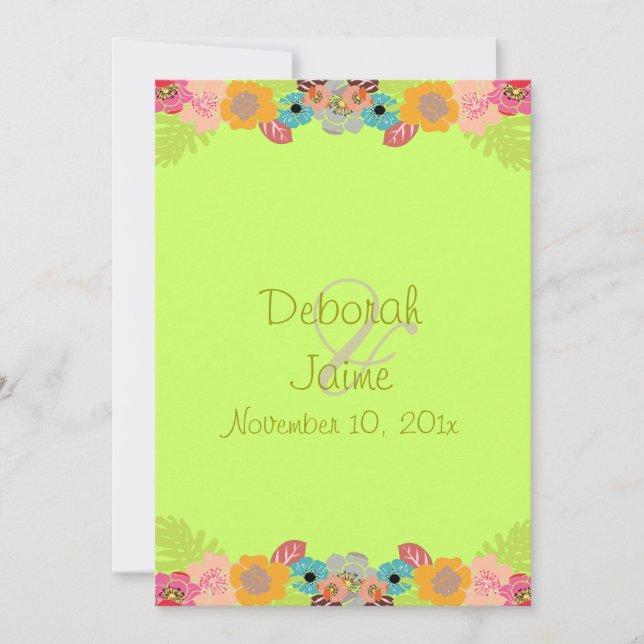Invitation mariage tropical+customiser votre couleur arrière  (Devant)