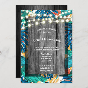 Invitation Mariage tropical de jungle de stringlights