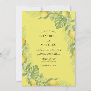 Invitation Mariage Tropical Eucalyptus Citron Ensoleillé