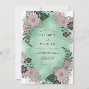 Invitation Mariage Tropical Eucalyptus Mauve Mousse de Mer