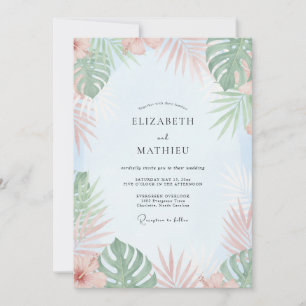 Invitation Mariage Tropical Eucalyptus Menthe Pêche