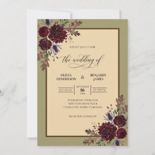 Invitation Mariage Tropical Fleur d'Olivier Marron