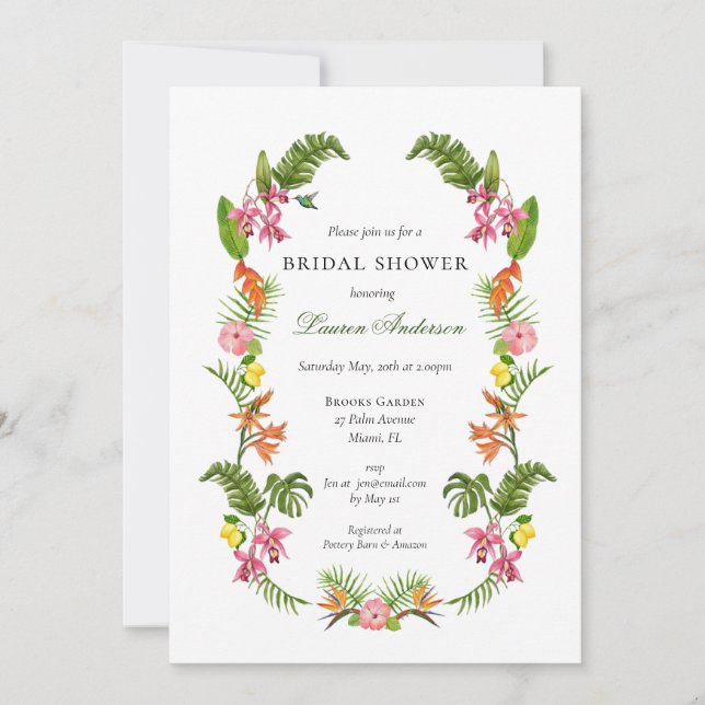 Invitation Mariage Tropical Floral (Devant)