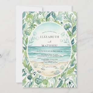 Invitation Mariage Tropical Foliage Eucalyptus Aqua