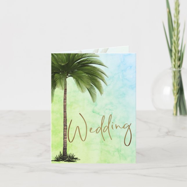 Invitation Mariage Tropical Palm Élégant Mariage vert moderne (Devant)