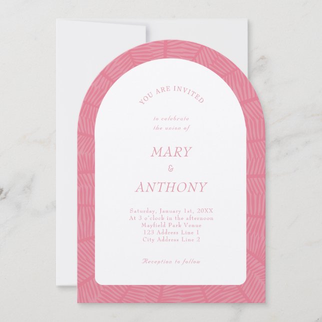 Invitation Mariage tropical rose (Devant)