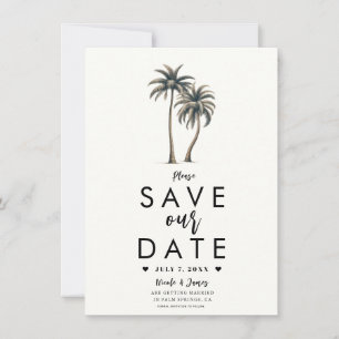 Invitation Mariage Tropical sur la Côte sous les Palmiers, En