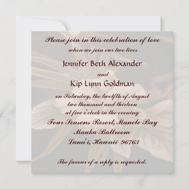Invitation Mariage tropical vintage (Devant)