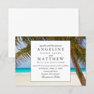 Invitation Mariage Tropical Vintage Beach Shore Palm