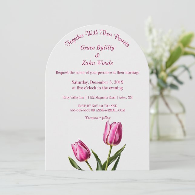 Invitation Mariage Tulip Jardin rose (Debout devant)