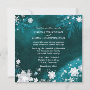 Invitation Mariage turquoise blanc froid hiver