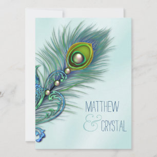 Invitation Mariage turquoise Blue Peacock